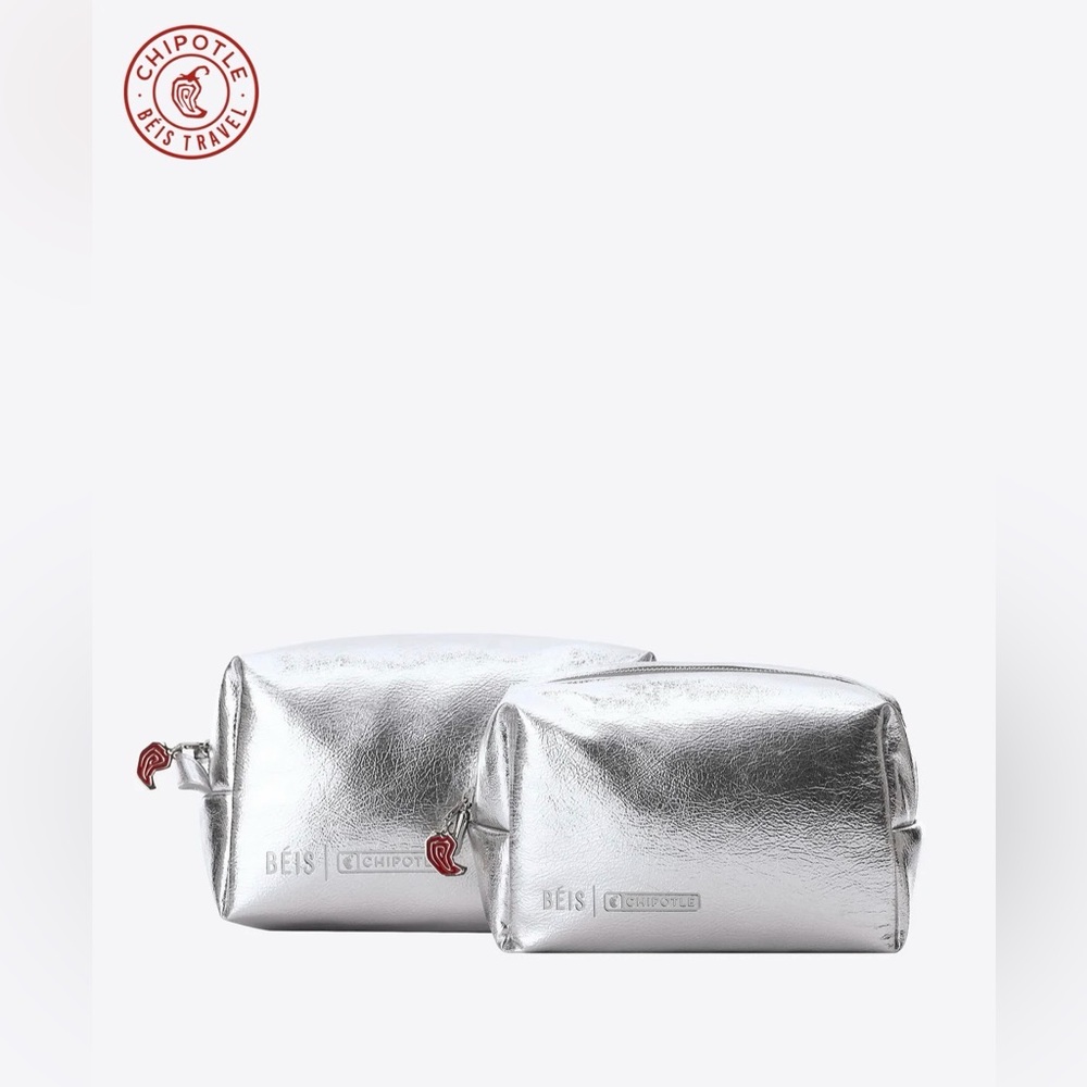 NWT BEIS x Chipotle The Burrito Pouch Set in Foil
